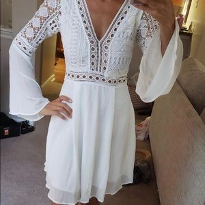 white bridal shower or bachelorette dress